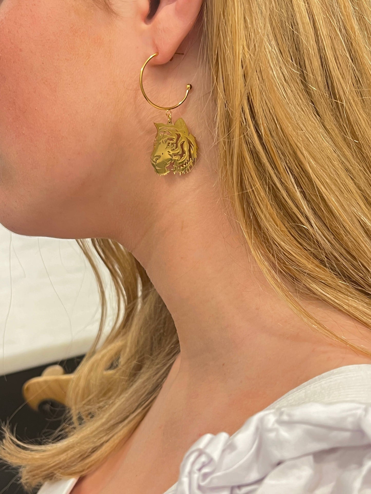 Tiger GameDay Gold Hoop Earrings