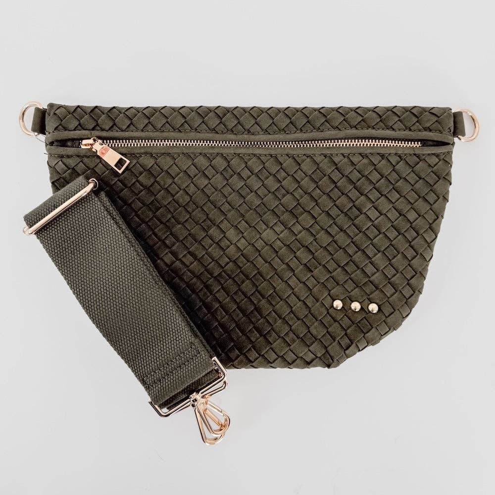Olive Suede Westlyn Woven Bum Bag