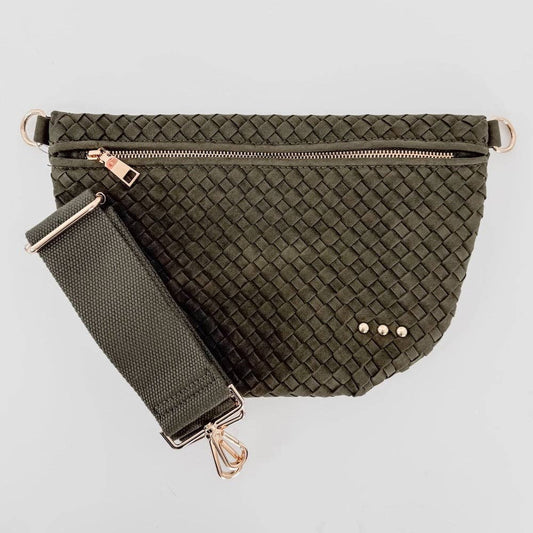 Olive Suede Westlyn Woven Bum Bag