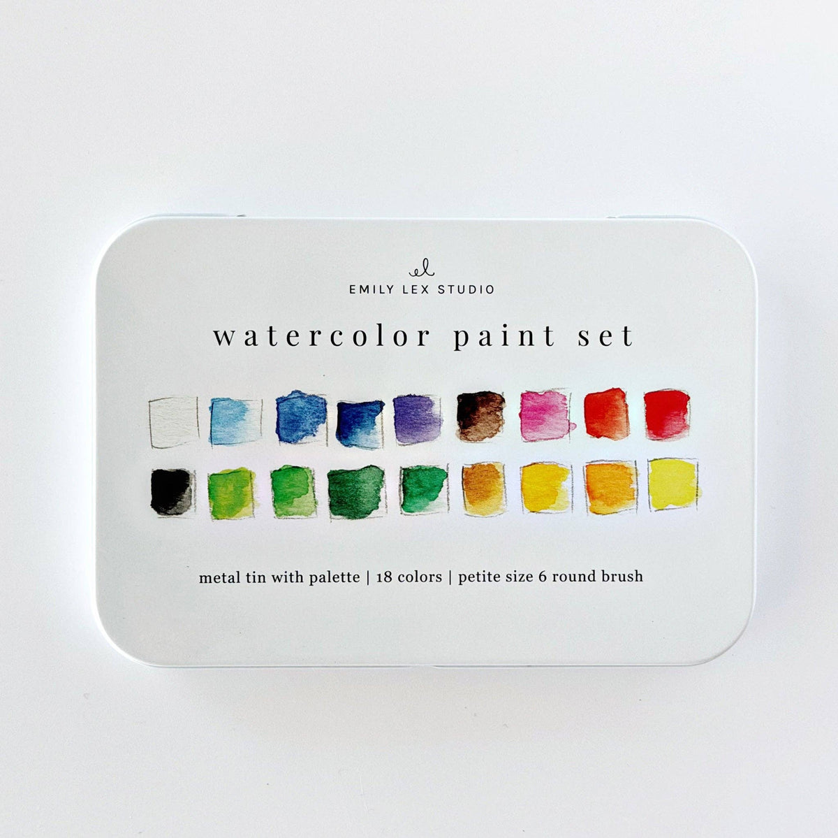 Watercolor paint set with color swatch card