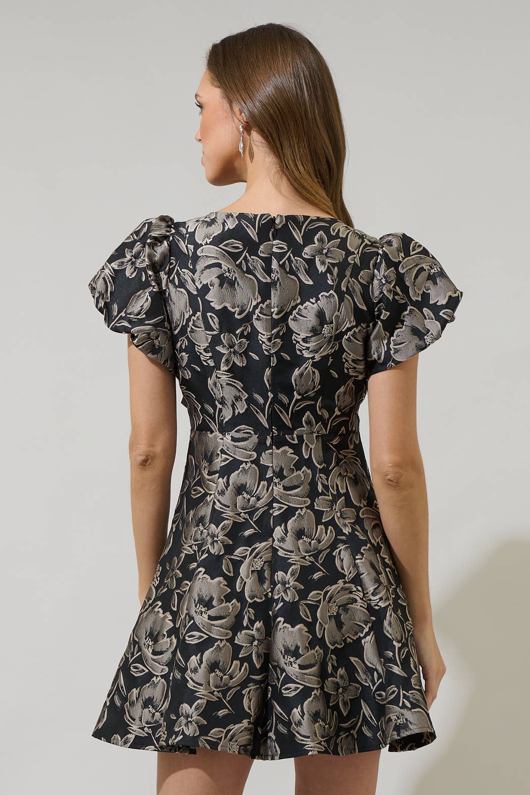 Jillian Jacquard Floral  Flare  Dress