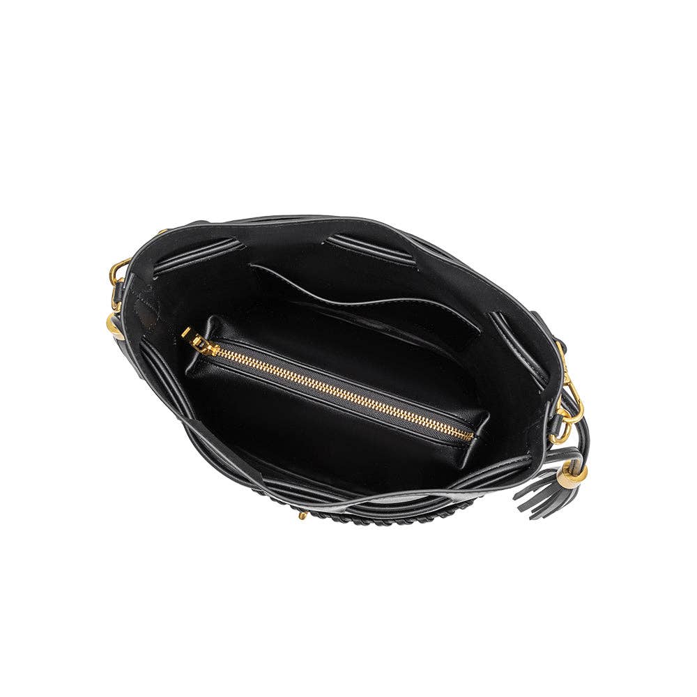 Janae Black  Vegan Leather Top Handle Bag