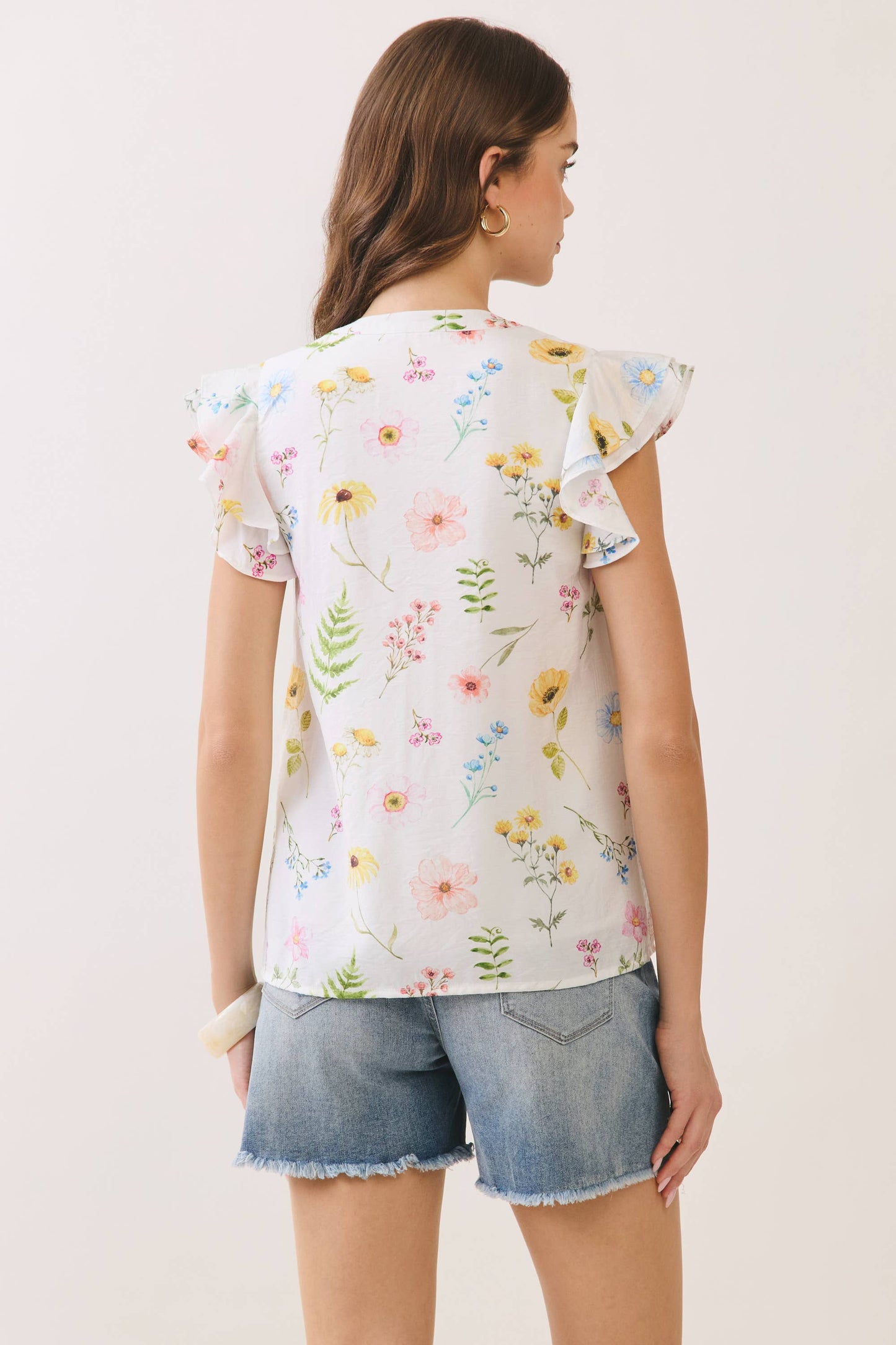 Sweet Maggie  Floral  Ruffle Sleeve Top