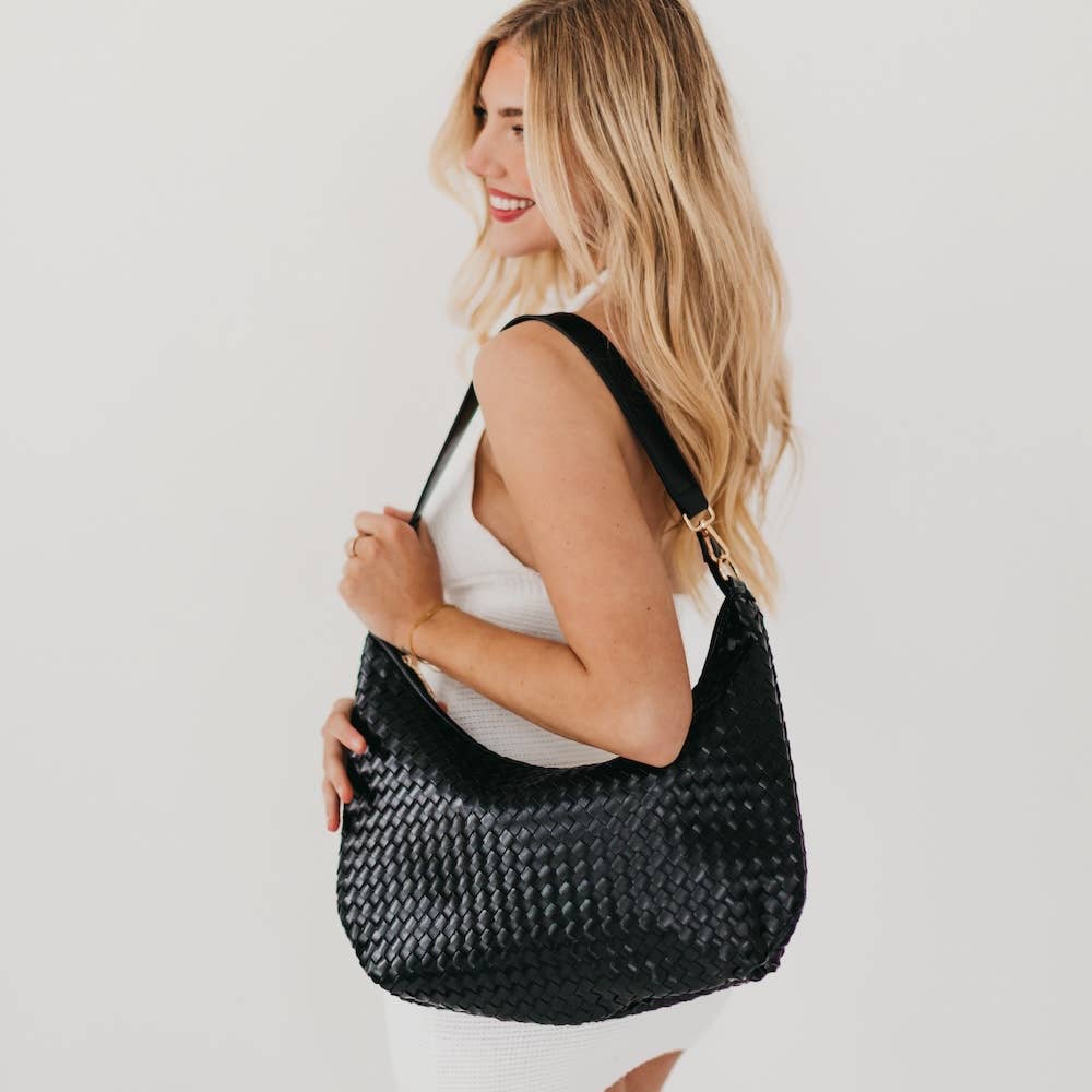 Black  Sienna Slouchy Woven  Bag
