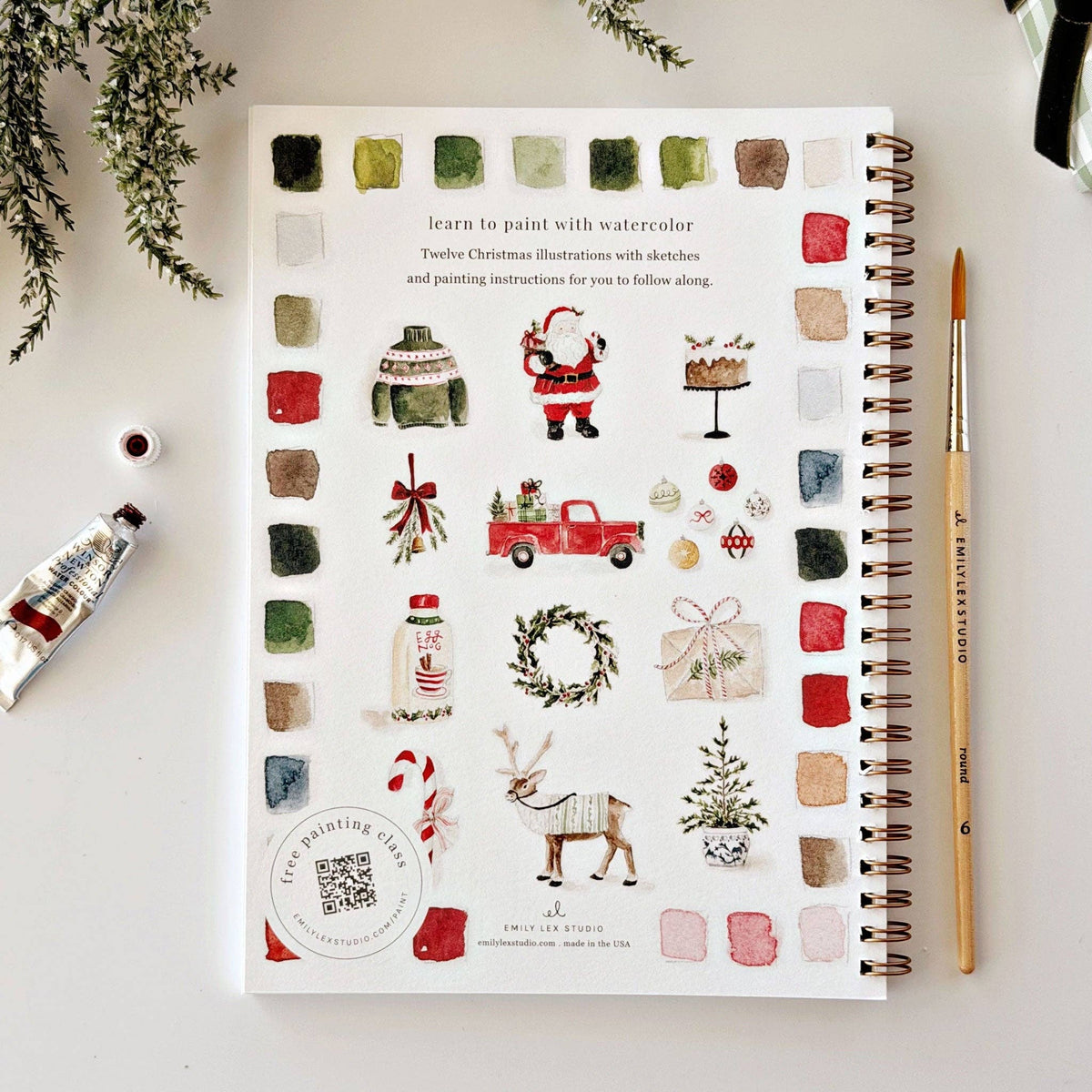 Back cover showing the twelve Christmas illustrations