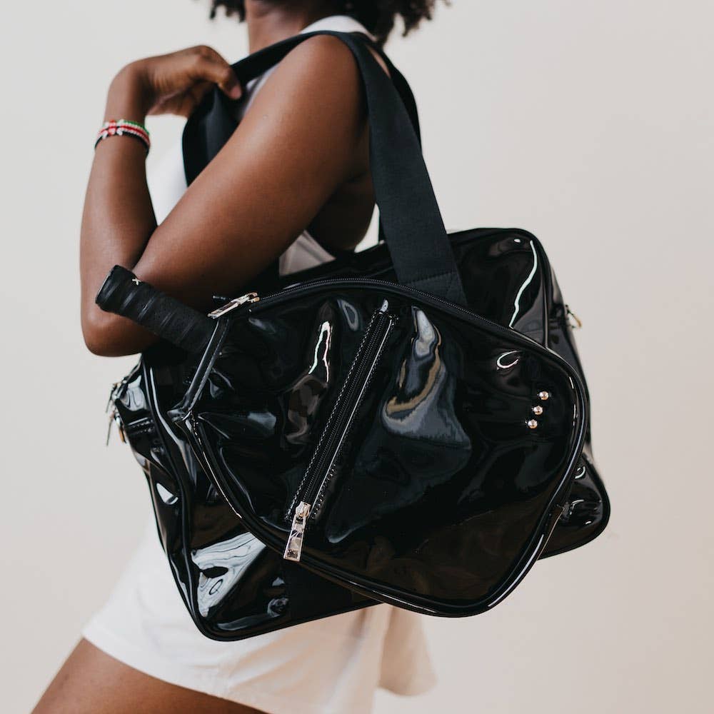 Poppy Patent Pickleball Bag: Black