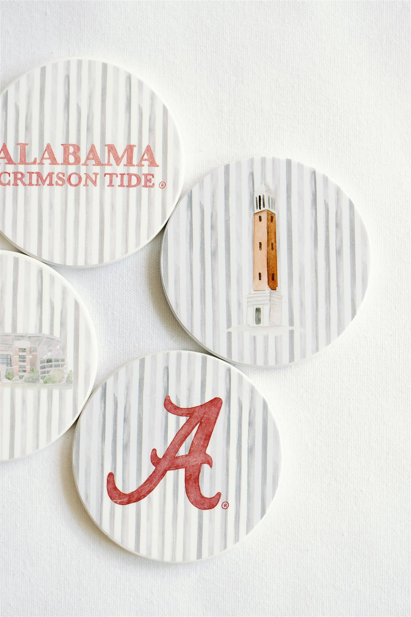 Alabama Striped Ceramic Coasters