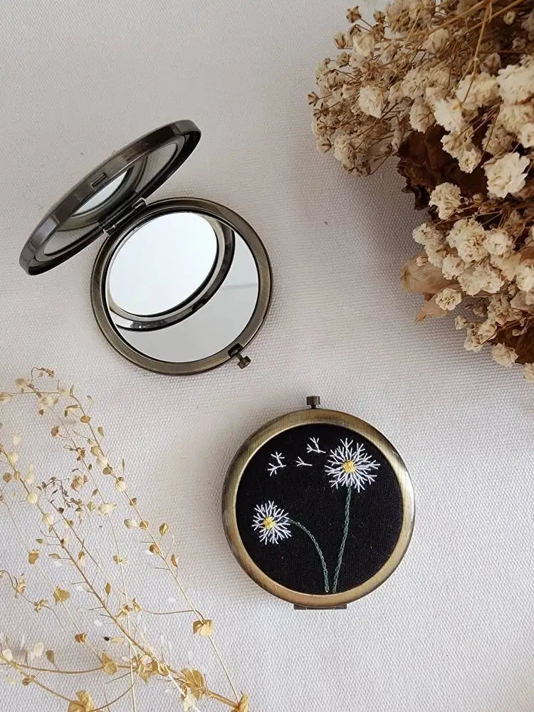 Sophia Floral Embroidered Compact Mirror
