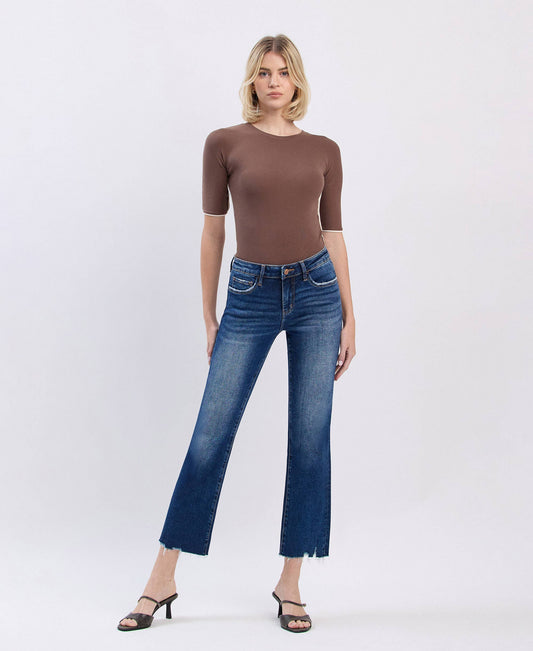 The Brittney -  Mid Rise Crop Mini Bootcut Jeans