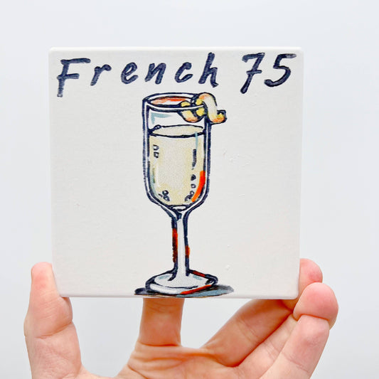 French 75 Coaster Brunch Drink Absorbable Stone