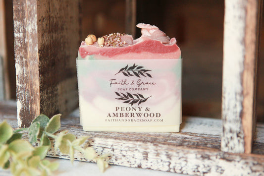 Peony & Amberwood Artisan Soap, Premium Fragrance, Luxury