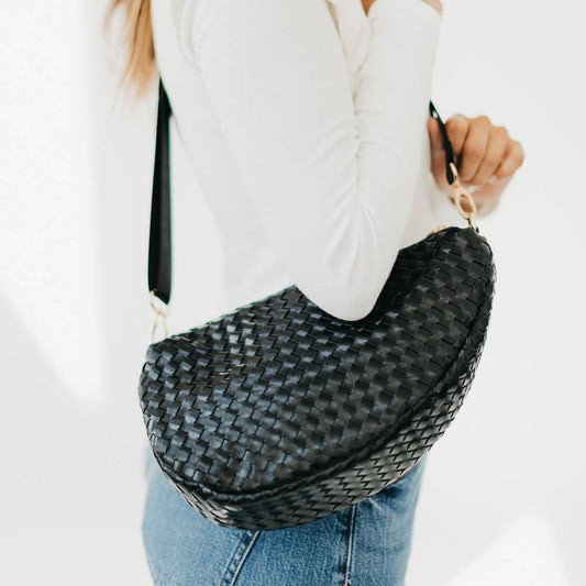 Black  Woven Saddle Bag
