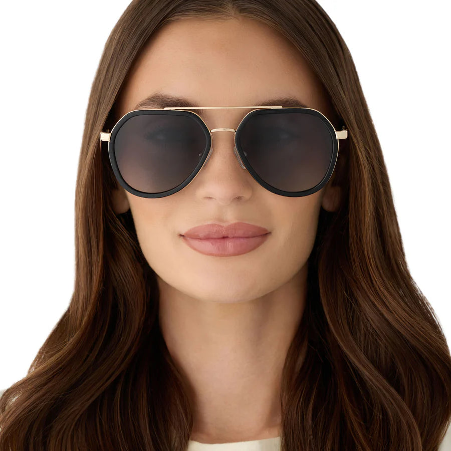 DIFF Joey Black + Gold Metal Sunglasses