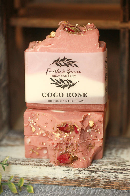 Coco Rose Cold Process Lux Soap, Coconut Milk and Clay Soap
