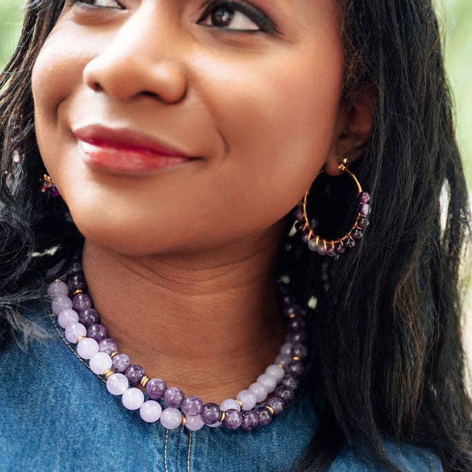 Rally Beaded Necklace-Lilac