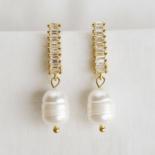 Artisan Vintage Gemstone Pearl Drop Earrings