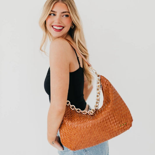 Brown  Sienna Slouchy Woven Bag