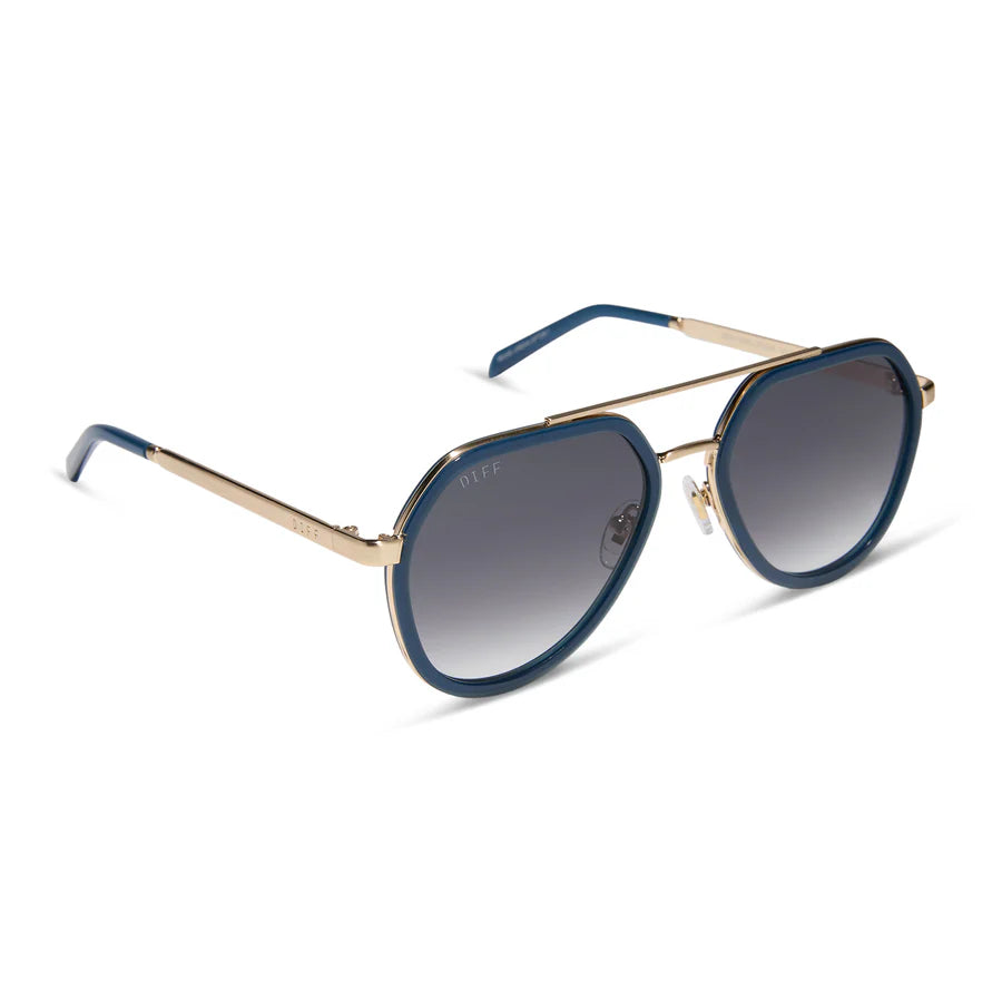 DIFF Joey Clubhouse Blue + Brushed Gold Sunglasses