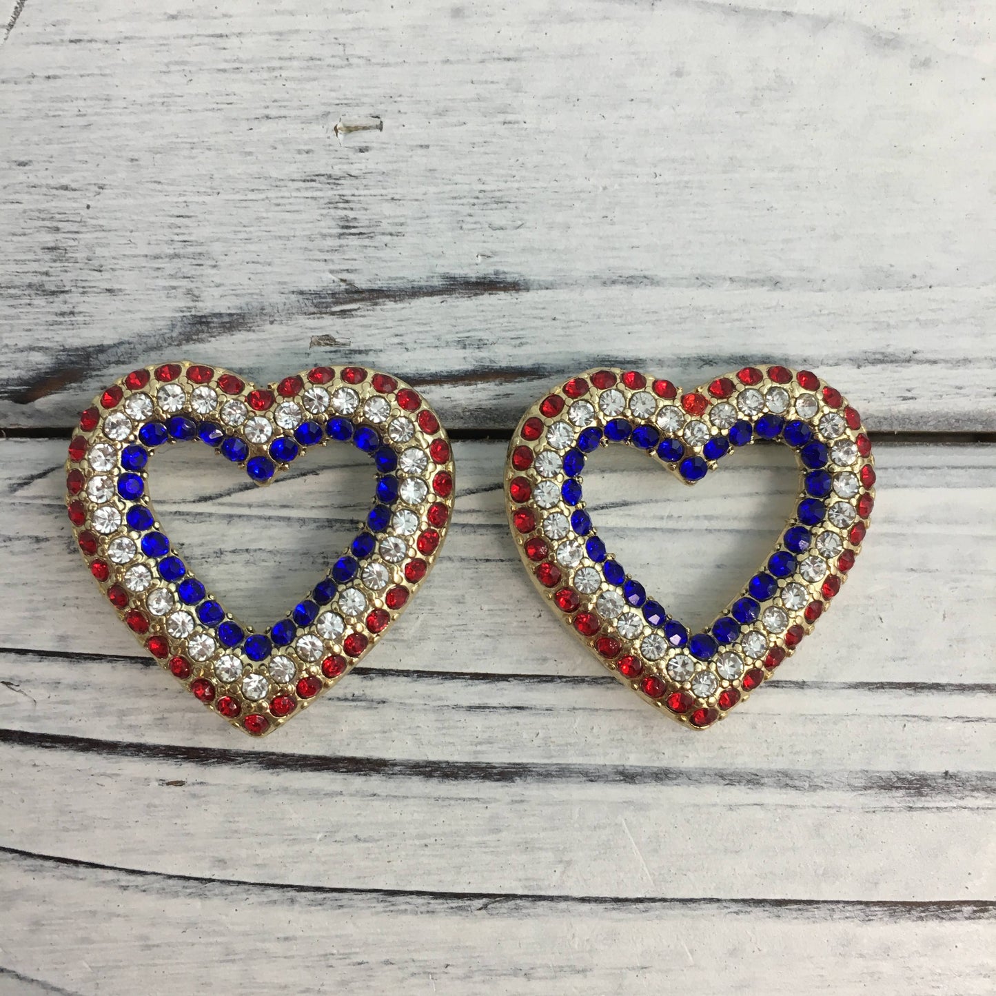 Patriotic  Heart post earrings 