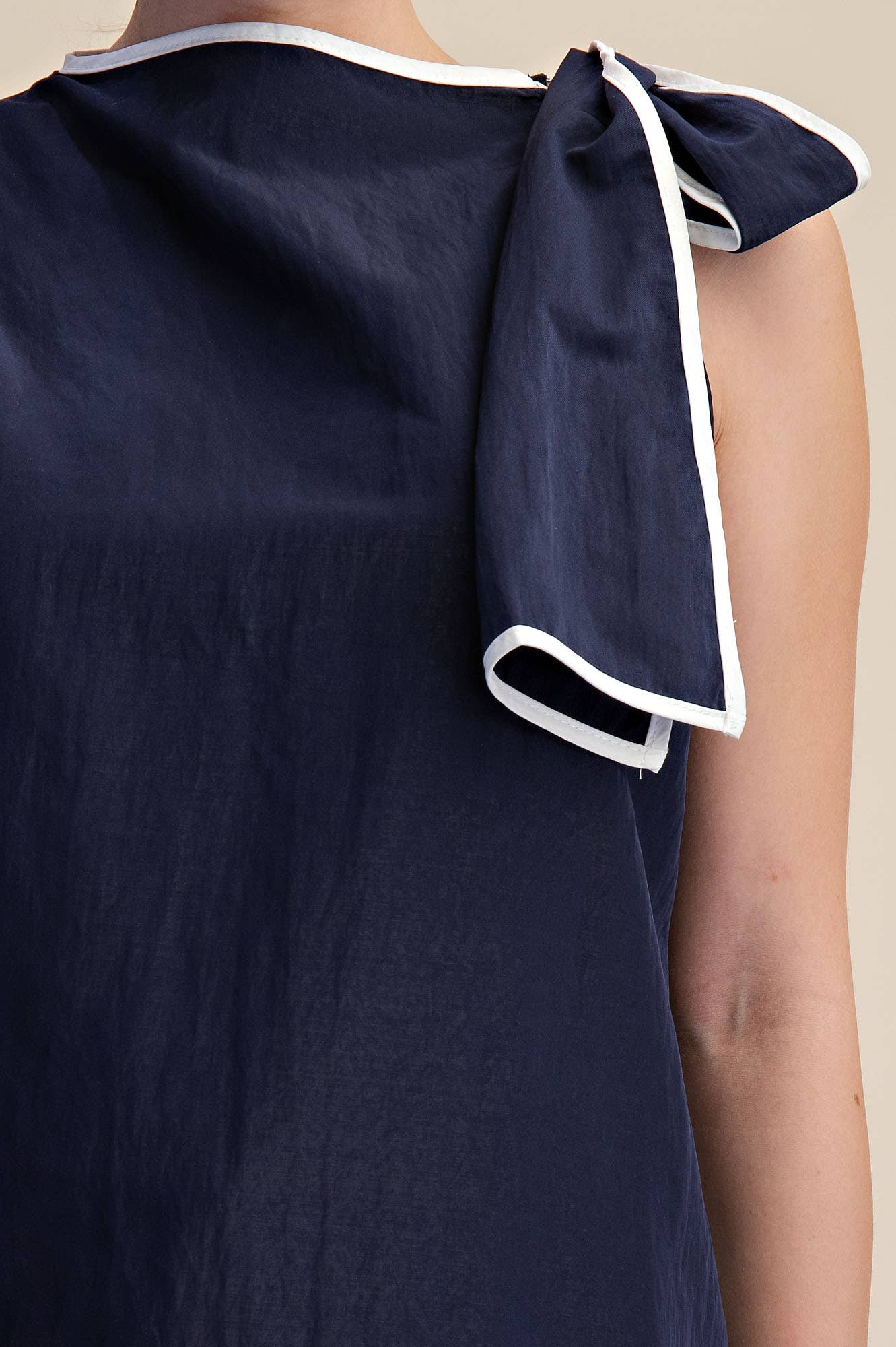 Navy Blair Bow Sleeveless Top