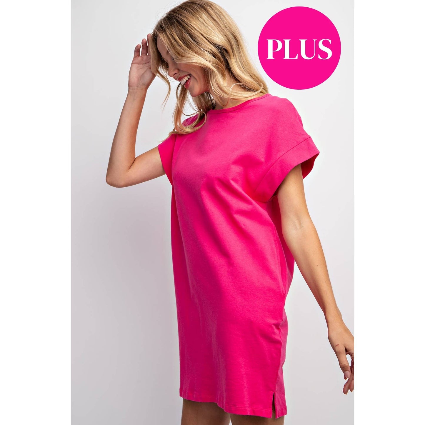 Fuchsia T Shirt Mini Shift Dress