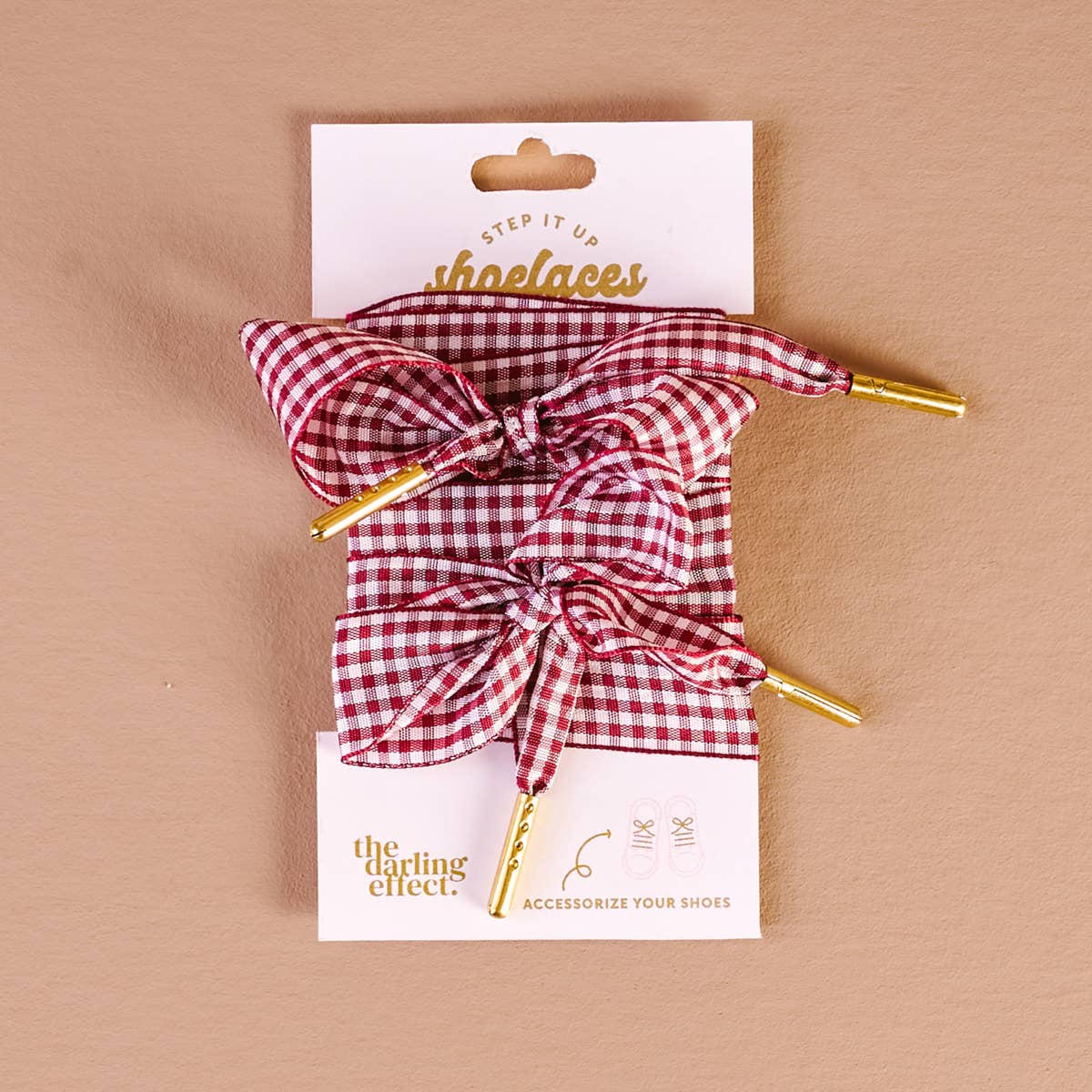 Step It Up Shoelaces–Gingham Burgundy