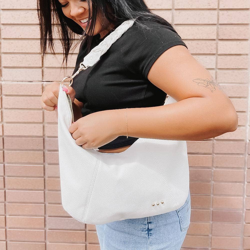 Hattie Shoulder Hobo Bag: Black