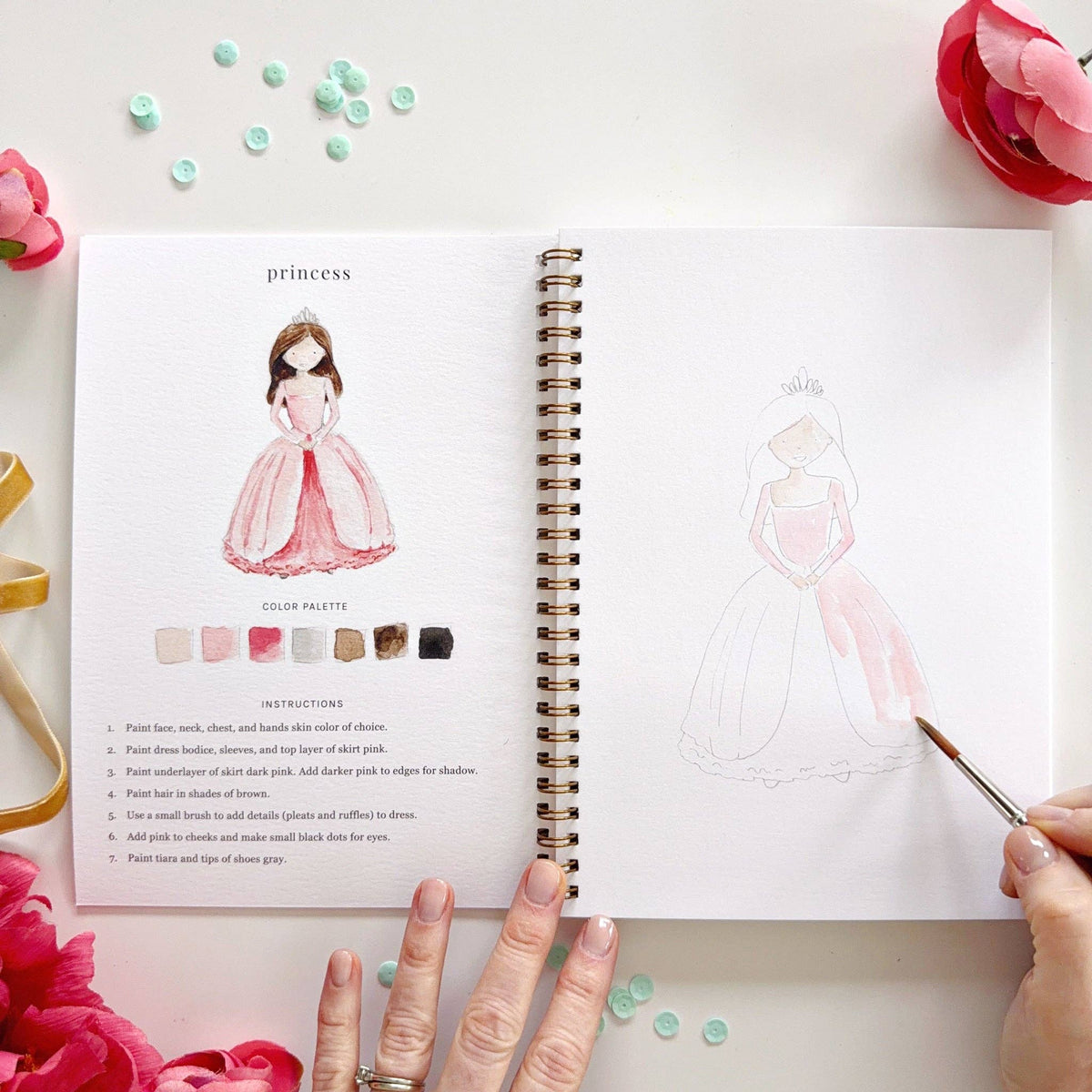 Princess page with painted example