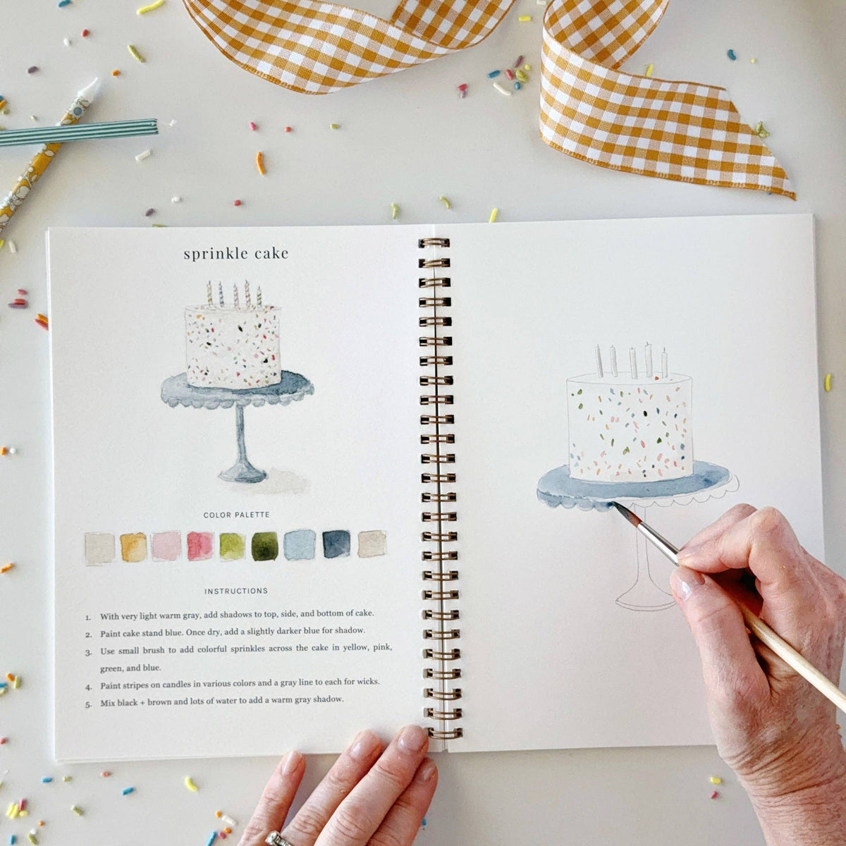 Cake stand page with painted example