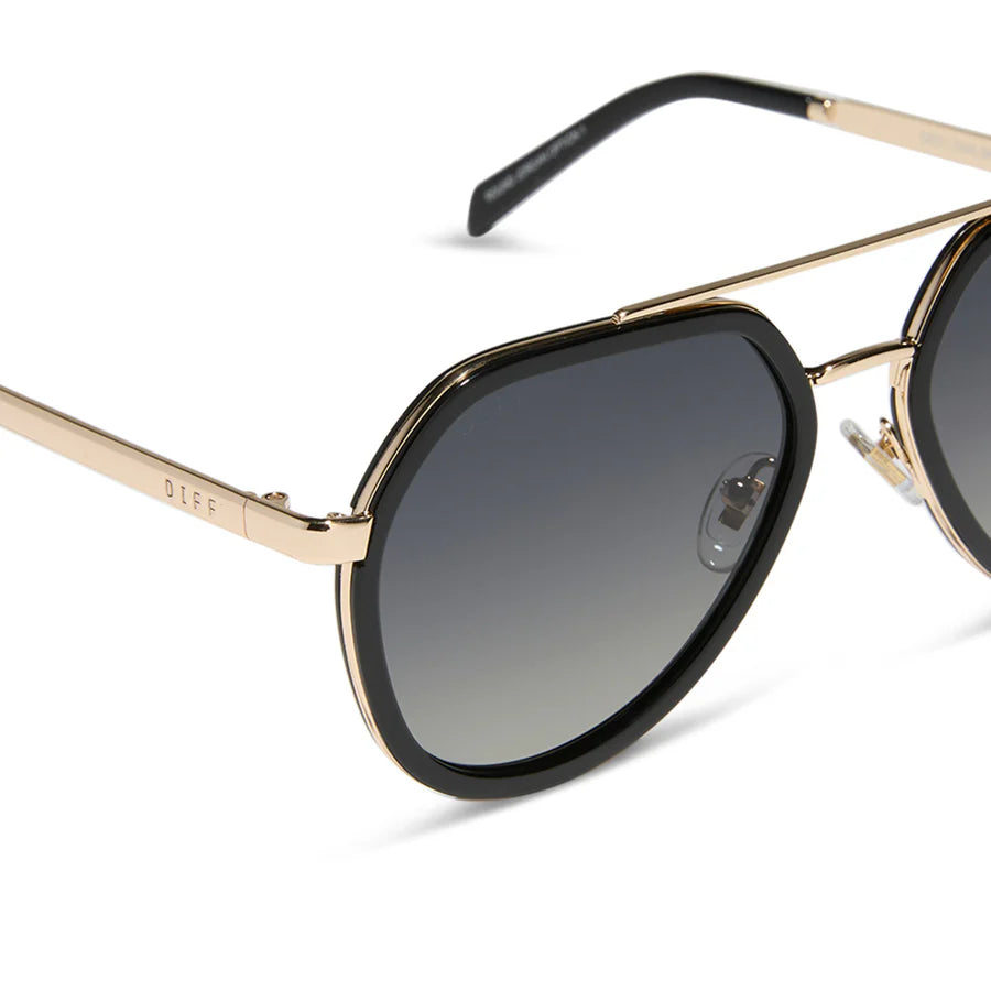 DIFF Joey Black + Gold Metal Sunglasses
