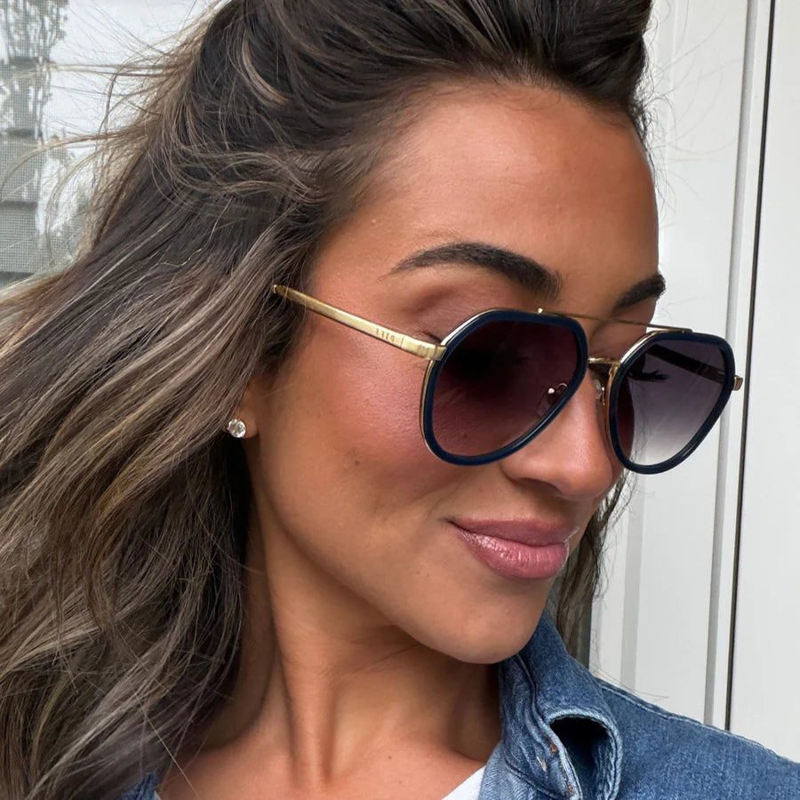 DIFF Joey Clubhouse Blue + Brushed Gold Sunglasses