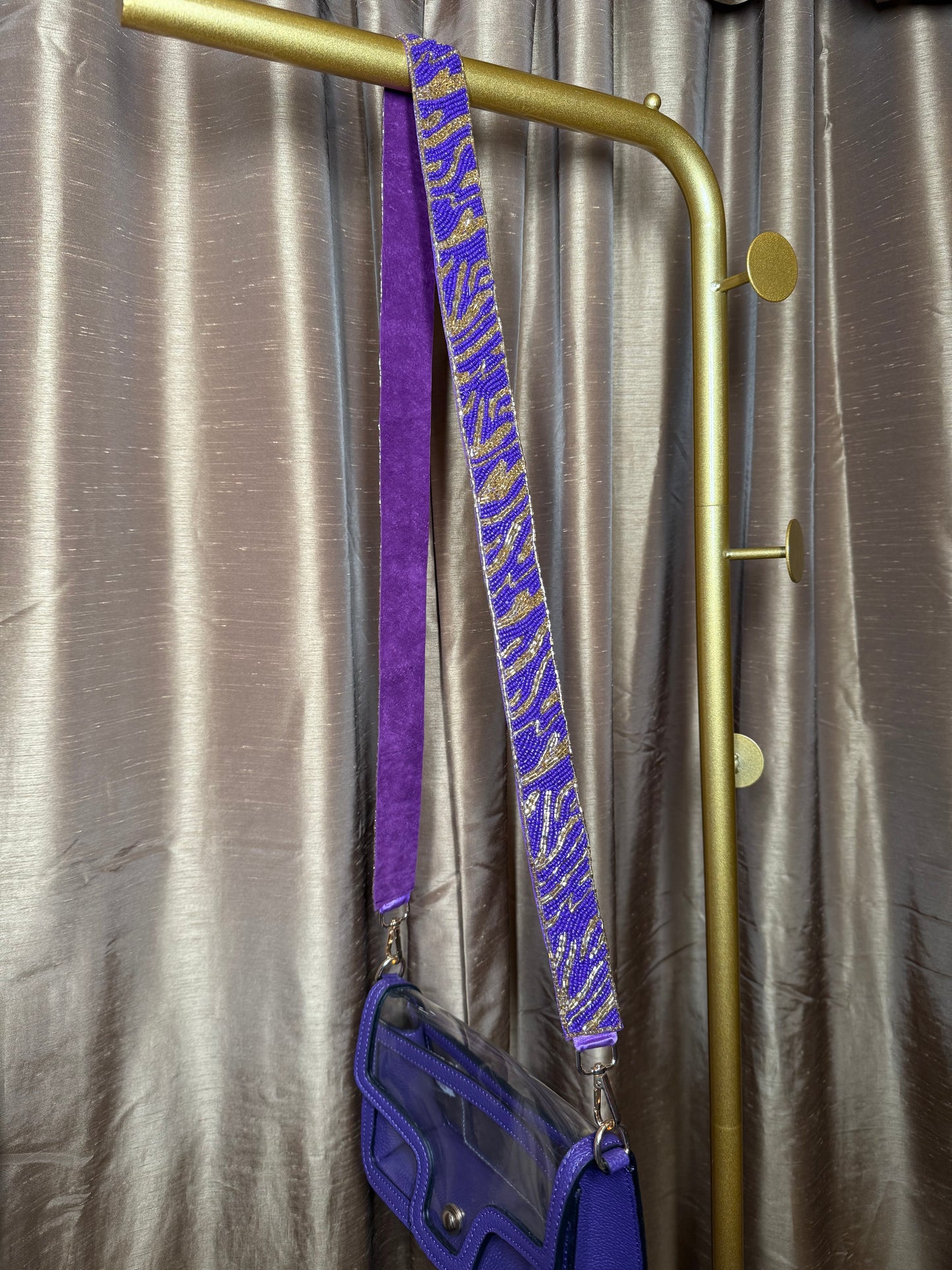 Purple and Gold Striped Purse Strap