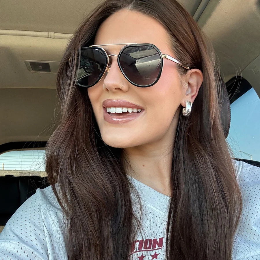 DIFF Joey Black + Gold Metal Sunglasses
