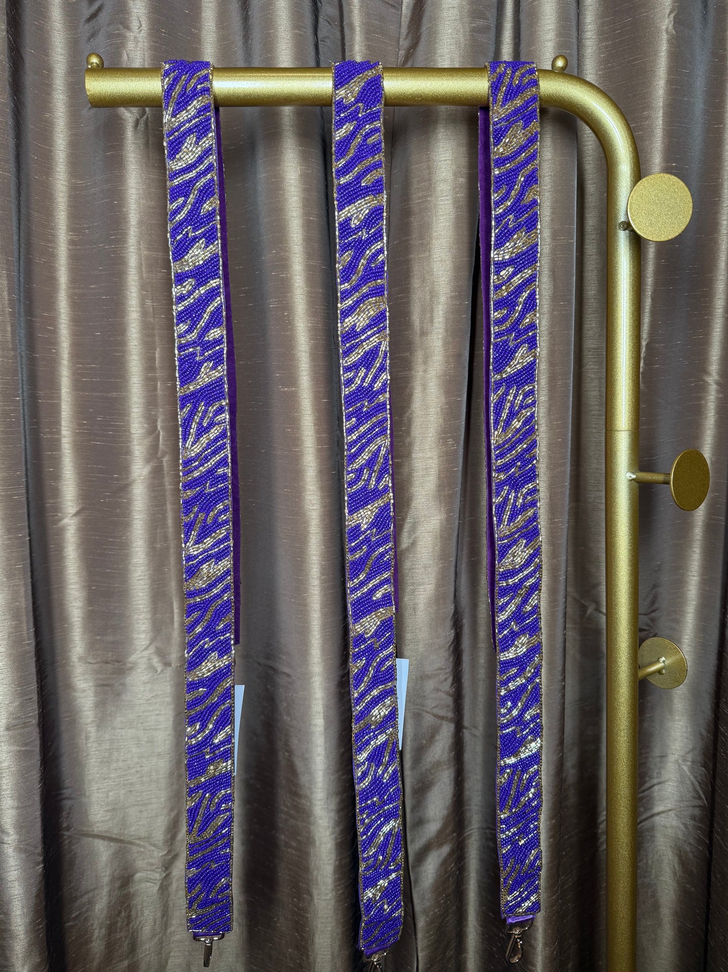 Purple and Gold Striped Purse Strap