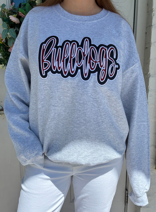 FHS Bulldogs Double Glitter Double Embroidery Crewneck Sweatshirt