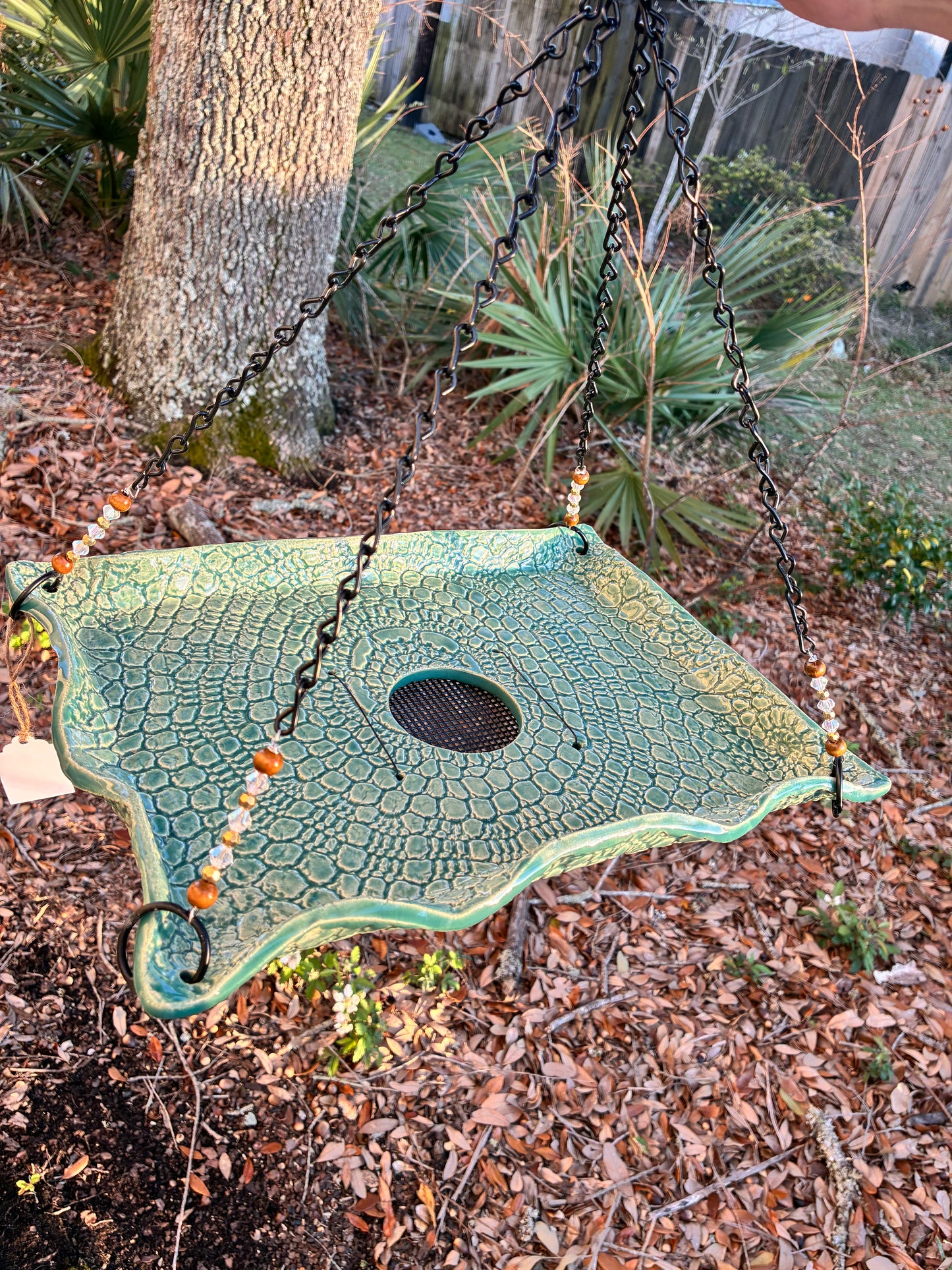 Light Green Large Rectangular Bird Feeder w/screen