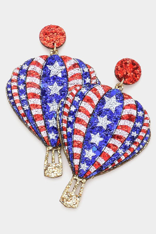 Hot Air Balloon Patriotic Earrings