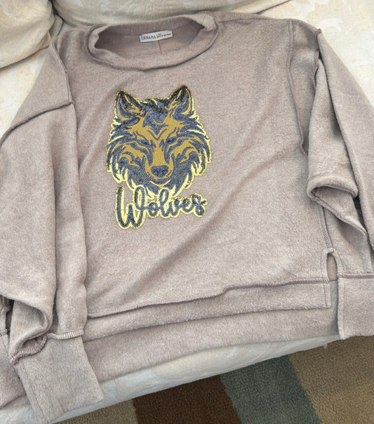 CC Wolf light tan sweatshirt