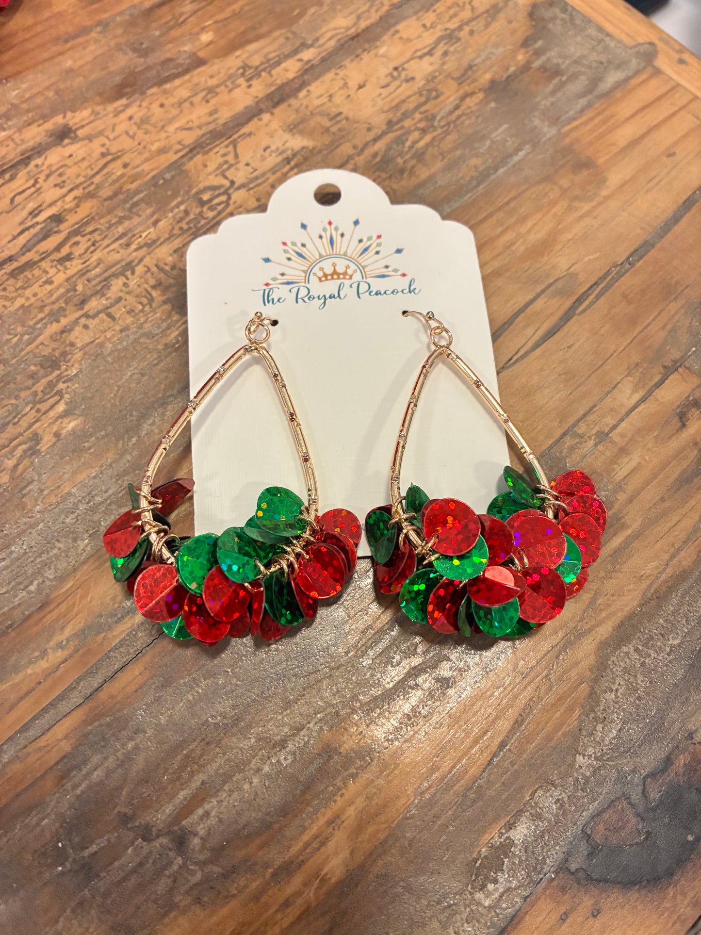 Sequin Dangle- Red/Green