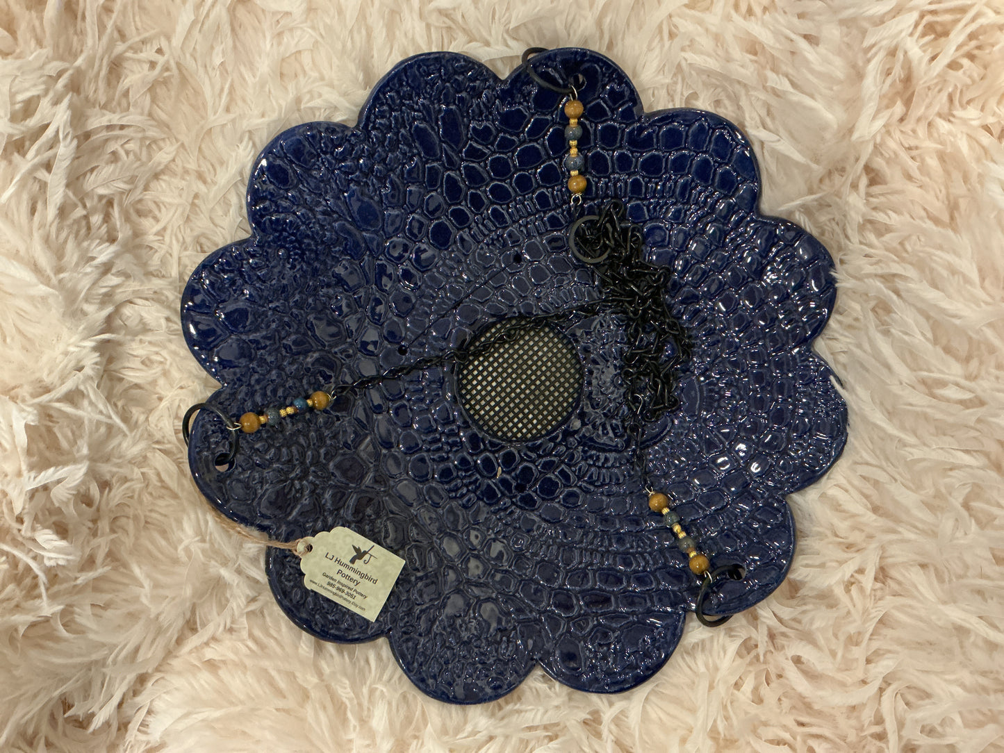 Large texture flower bird feeder Dark Blue