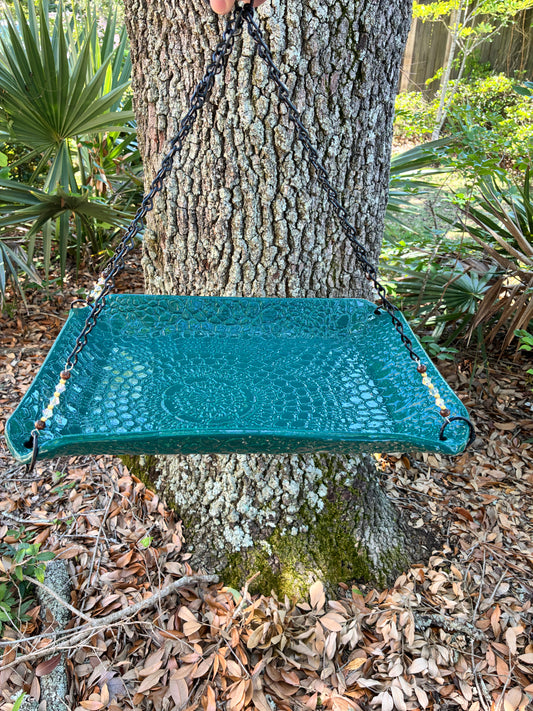 Large Rectangular Bird Feeder Dark Green