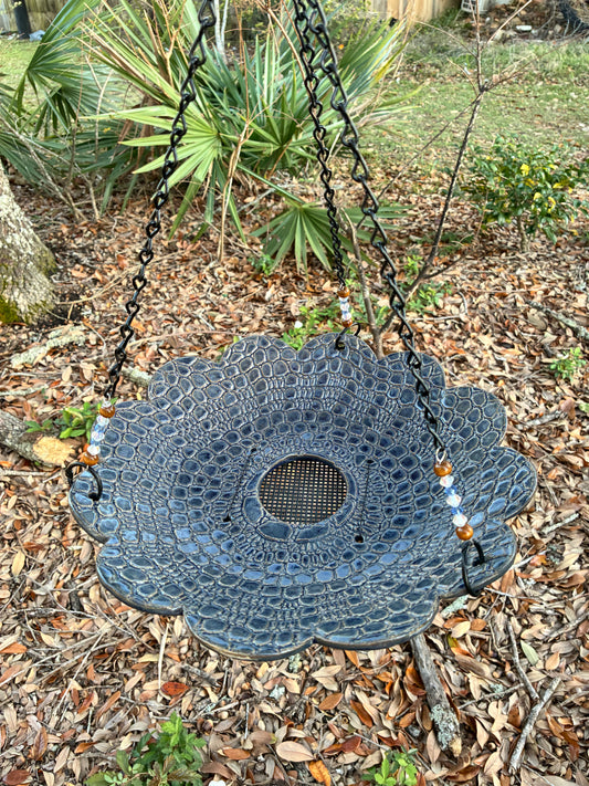 Denim Large texture flower bird feeder Denim