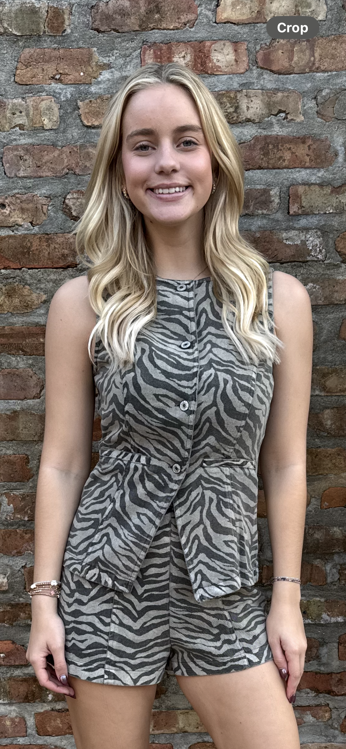 Zebra print denim top and bottom