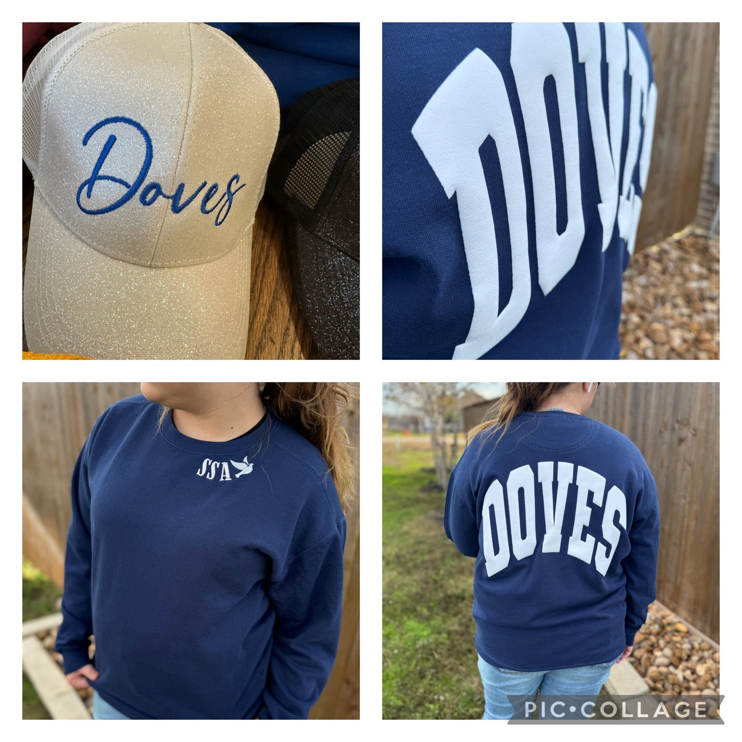 SSA DOVES   Comfort Colors Embroidery and Puff Crewneck