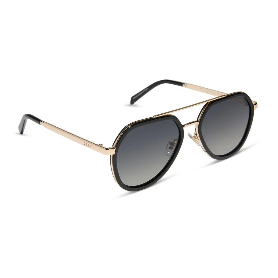 DIFF Joey Black + Gold Metal Sunglasses