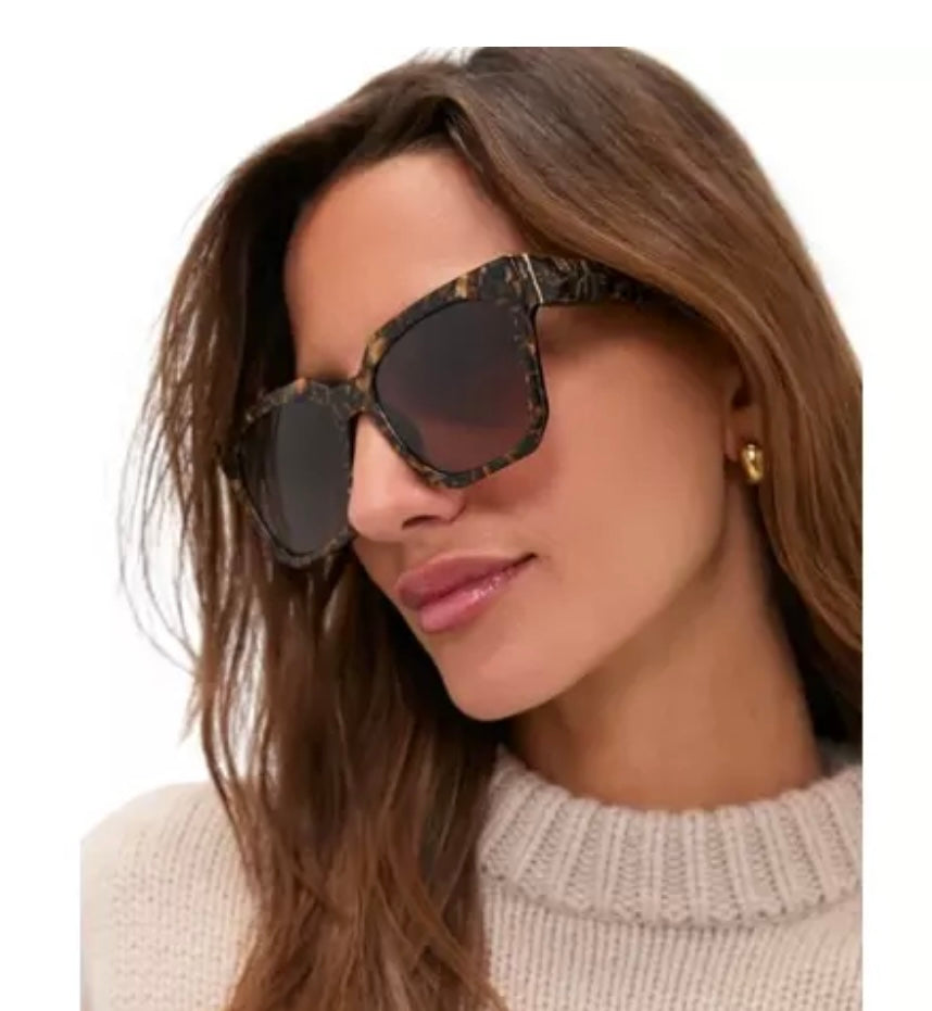 DIFF Ariana Glitter Tortoise Brown Gradient Sunglasses