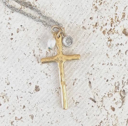The Cross Necklace ~ Mixed Metal