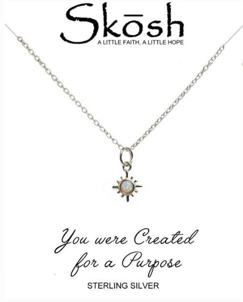 Opal silver necklace