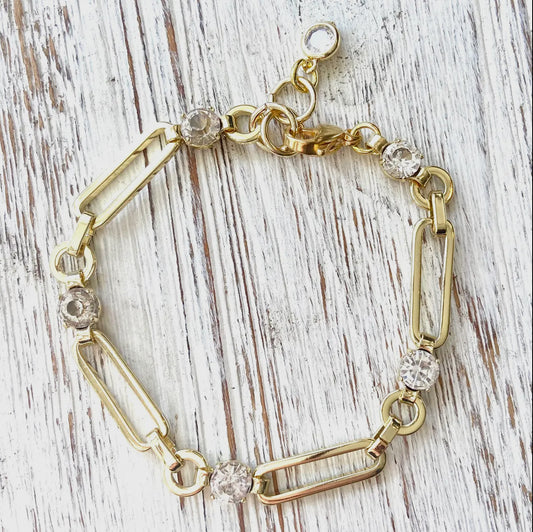 Paperclip & Crystal Bracelet