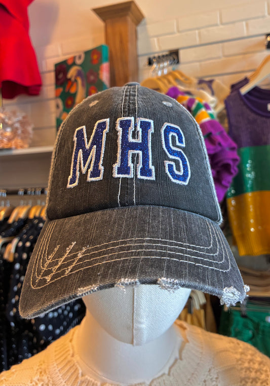 MHS Distressed Glitter Baseball Cap